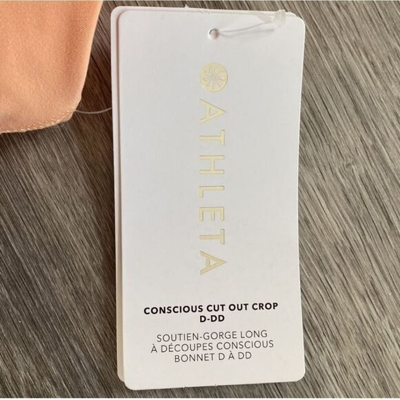 NWT Athleta Conscious Crop Cut Out Bra D-DD "Bright Peach" - Picture 9 of 12